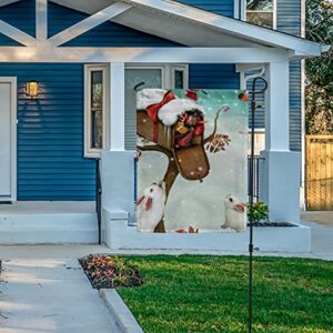 My Little Nest Seasonal Garden Flag Winter Forest Mailbox Rabbits Double Sided Vertical Garden Flags for Home Yard Holiday Flag Outdoor Decoration Farmhouse Banner 12"x18"