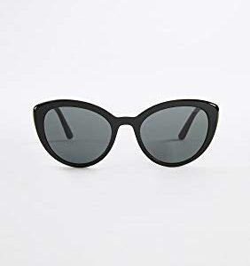 Prada PR 02VS 1AB5S0 Black Plastic Cat-Eye Sunglasses Grey Lens