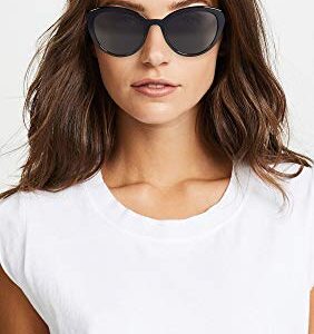 Prada PR 02VS 1AB5S0 Black Plastic Cat-Eye Sunglasses Grey Lens