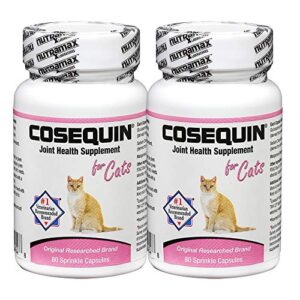 nutramax cosequin joint health supplement for cats – with glucosamine and chondroitin, 2 pack, 160 total capsules