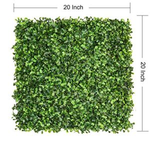 DearHouse 8 Pieces 20"x 20" Artificial Boxwood Panels Topiary Hedge Plant, Privacy Hedge Screen UV Protected Suitable for Outdoor, Indoor, Garden, Fence, Backyard and Decor