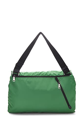 Prada, Pre-Loved Green Tessuto Double Buckle Messenger Large, Green