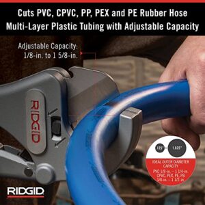 RIDGID 23498 Model RC-1625 Aluminum Ratchet Action 1/8" to 1-5/8" Plastic Pipe And Tubing Cutter, Silver & 40617 Model 101 Close Quarters Tubing Cutter with 1/4"-1-1/8" Cutting Capacity, Silver