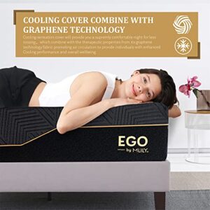 EGOHOME 14 Inch King Memory Foam Mattress for Back Pain, Cooling Gel Mattress Bed in a Box, Made in USA, CertiPUR-US Certified, Therapeutic Medium Mattress, 76”x80”x14”, Black
