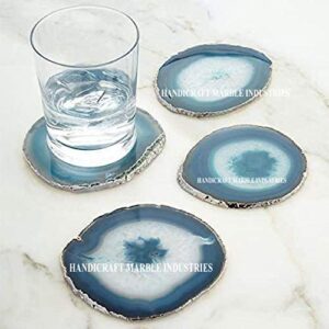 agate coaster #4 design gold rimmed teal color coaster wholesale drink coaster tableware bar accessories dinning table accessories