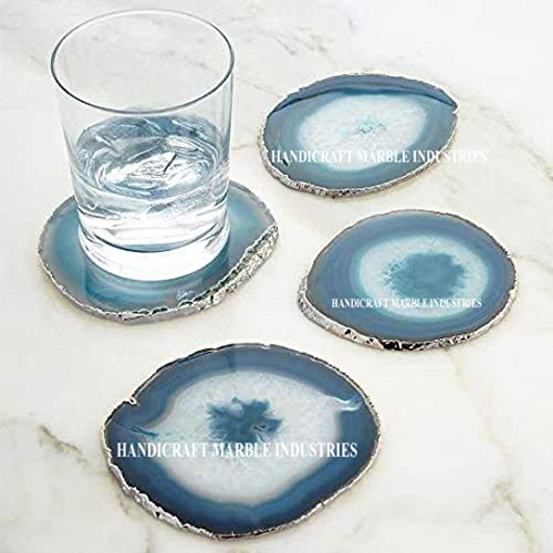 Agate Coaster #4 design Gold Rimmed Teal Color Coaster Wholesale Drink Coaster Tableware Bar Accessories Dinning Table Accessories