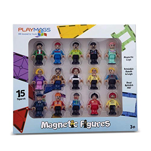 Playmags Magnetic Figures-Community Figures Set of 15 Pieces - Play People Perfect for Magnetic Tiles - STEM Learning Toys Children - Magnetic Tiles Expansion Pack