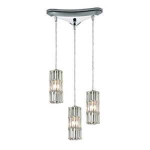 elk lighting 31487/3 cynthia collection 3 light chandelier, polished chrome, 10″w x 8″h