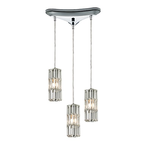 ELK Lighting 31487/3 Cynthia Collection 3 Light Chandelier, Polished Chrome, 10"W x 8"H