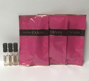 3 prada candy eau de parfum .05 oz/1.5 ml each sample spray vial travel lot for women