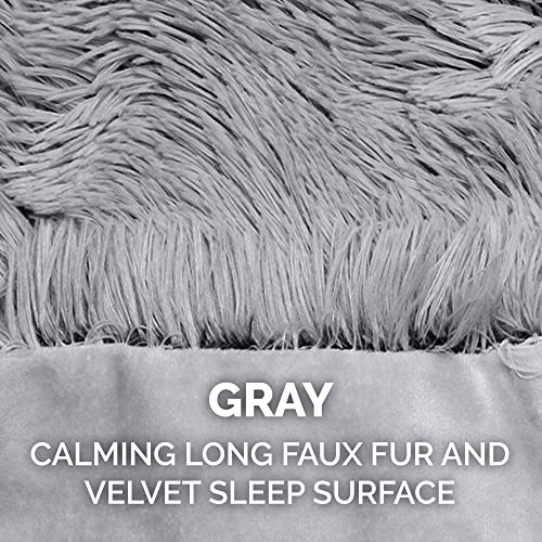 Furhaven XL Waterproof Calming Plush Long Faux Fur & Velvet Dog Blanket, Washable - Gray, Extra Large