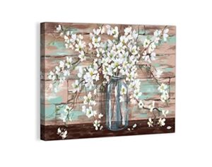 bathroom canvas wall art flowers theme modern farmhouse painting pictures for bedroom watercolor wall decor framed artwork for office kitchen rustic brown wall art home wall decoration size 12×16