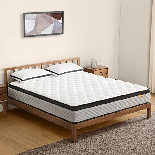 Queen Mattress,SSECRETLAND 12 Inch Hybrid Memory Foam Mattress and Individual Pocket Springs,Queen Bed in a Box with Pressure Relief and Cooler Cover,Soft Queen Size