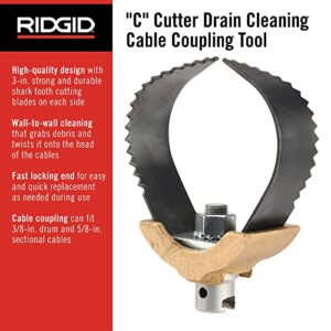 RIDGID 37847 C-32 3/8" x 75' Inner Core Cable , Gray & 52822 Model T-232 H-D 3" "C" Cutter Cable Coupling Drain Cleaning Tool