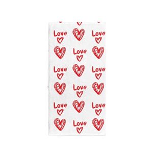 my little nest hand towels for bathroom romantic sketch heart red love absorbent small bath towel soft kitchen towels fingertip towel for guest and bar 30 x 15 inch