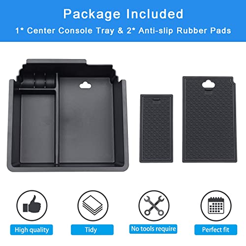 PIMCAR Compatible with 2019 2020 2021 2022 2023 Ford Ranger Center Console Organizer ABS Plastic Material Armrest Box Insert Tray Accessories-Black