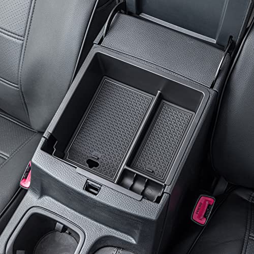 PIMCAR Compatible with 2019 2020 2021 2022 2023 Ford Ranger Center Console Organizer ABS Plastic Material Armrest Box Insert Tray Accessories-Black