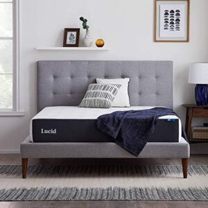 lucid 10 inch memory foam medium-plush – gel infusion – hypoallergenic bamboo charcoal- twin size mattress, white
