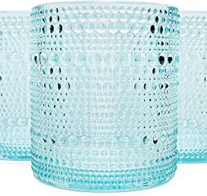 Darware Hobnail Drinking Glasses (12oz, 6pk, Blue); Old-Fashioned Beverage Glasses for Tabletop, and Bar Use and Candle Jars