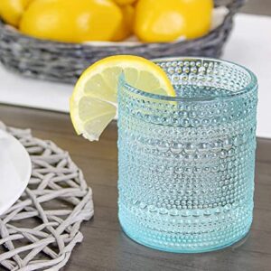 Darware Hobnail Drinking Glasses (12oz, 6pk, Blue); Old-Fashioned Beverage Glasses for Tabletop, and Bar Use and Candle Jars