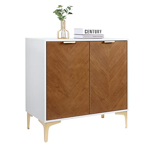 Anmytek Modern 2 Door Accent Storage Cabinet, Natural Wood Sideboard Furniture with Adjustable Shelf for Living Room Bedroom, H0036