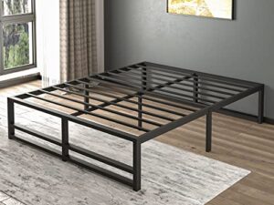 imusee 14” metal platform queen bed frame with strong steel slats support / sufficient storage space / mattress foundation / no box spring needed / easy assembly