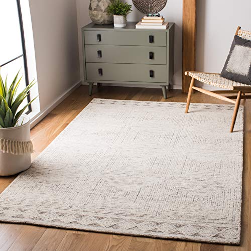 SAFAVIEH Abstract Collection 8' x 10' Ivory/Grey ABT349F Handmade Premium Wool Area Rug