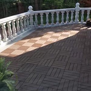 30 sq. ft Wood Plastic Composite Patio Deck Tiles,12”x12” Interlocking Decking Tiles,30 Pack Patio Deck Tiles,12"x12" Waterproof Outdoor Flooring,Patio Floor Decking Tiles (30, Coffee)