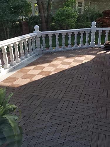 30 sq. ft Wood Plastic Composite Patio Deck Tiles,12”x12” Interlocking Decking Tiles,30 Pack Patio Deck Tiles,12"x12" Waterproof Outdoor Flooring,Patio Floor Decking Tiles (30, Coffee)