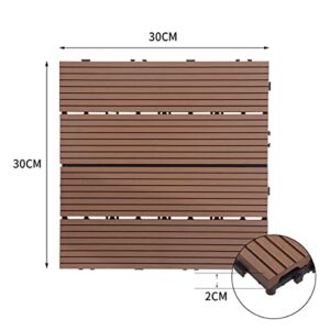 30 sq. ft Wood Plastic Composite Patio Deck Tiles,12”x12” Interlocking Decking Tiles,30 Pack Patio Deck Tiles,12"x12" Waterproof Outdoor Flooring,Patio Floor Decking Tiles (30, Coffee)