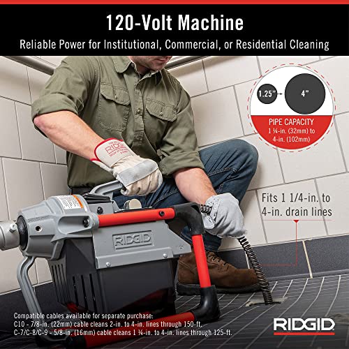 RIDGID 66492 Model K-60SP Compact 120-Volt Sectional Drain Cleaning Machine Kit & 61630 A62 7/8' K60 Cable Kit