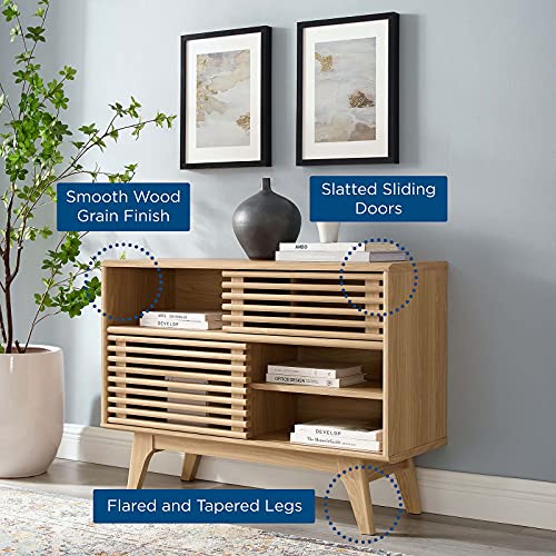 Modway Render Mid-Century Modern Two-Tier Display Stand in Oak