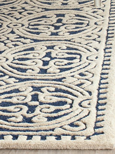 SAFAVIEH Cambridge Collection 8' x 10' Navy Blue/Ivory CAM123G Handmade Moroccan Premium Wool Area Rug