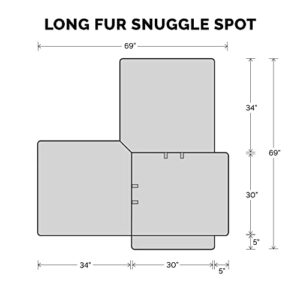 Furhaven Snuggly Spot Long Faux Fur Corner Throw Furniture Seat Protector, Washable - Mist Gray, One Size