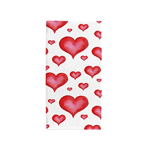 My Little Nest Watercolor Pink Hearts Pattern Hand Towels Soft Bath Towel Absorbent Kitchen Fingertip Towel Quick Dry Guest Towels for Bathroom Gym Spa Hotel and Bar 30 x 15 Inch