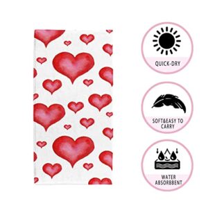 My Little Nest Watercolor Pink Hearts Pattern Hand Towels Soft Bath Towel Absorbent Kitchen Fingertip Towel Quick Dry Guest Towels for Bathroom Gym Spa Hotel and Bar 30 x 15 Inch