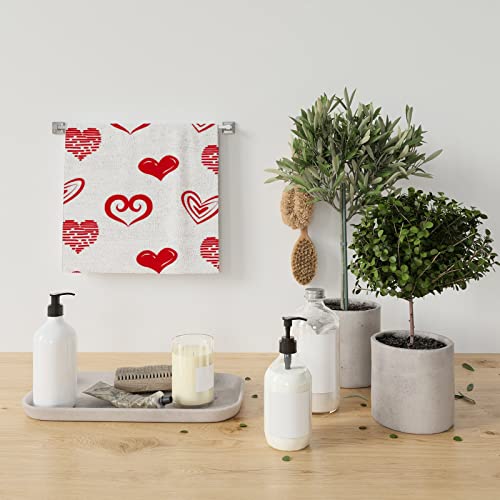 My Little Nest Hand Towels for Bathroom Abstract Heart Love Pattern Absorbent Small Bath Towel Soft Kitchen Towels Fingertip Towel for Guest and Bar 30 x 15 inch