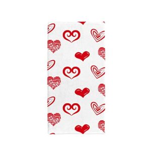 my little nest hand towels for bathroom abstract heart love pattern absorbent small bath towel soft kitchen towels fingertip towel for guest and bar 30 x 15 inch