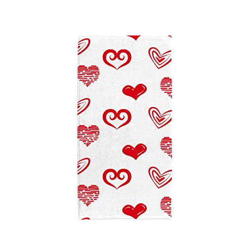 My Little Nest Hand Towels for Bathroom Abstract Heart Love Pattern Absorbent Small Bath Towel Soft Kitchen Towels Fingertip Towel for Guest and Bar 30 x 15 inch