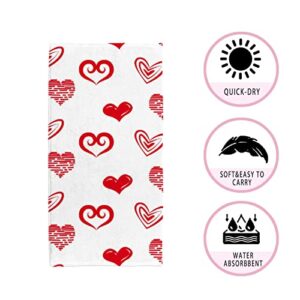 My Little Nest Hand Towels for Bathroom Abstract Heart Love Pattern Absorbent Small Bath Towel Soft Kitchen Towels Fingertip Towel for Guest and Bar 30 x 15 inch