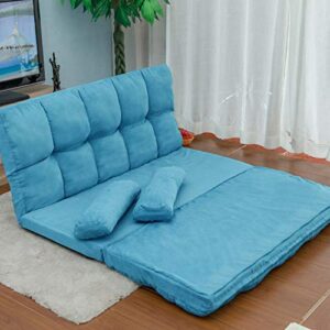 Sofa Floor Couch with Two Pillows, Adjustable Backrest, Adjusted to be Floor Sofa, Chaise Lounge or Sleepy Bed, Suitable for Almost Everywhere (Blue)