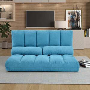 Sofa Floor Couch with Two Pillows, Adjustable Backrest, Adjusted to be Floor Sofa, Chaise Lounge or Sleepy Bed, Suitable for Almost Everywhere (Blue)