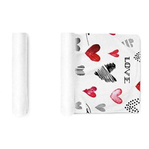 My Little Nest Watercolor Hearts on White Hand Towels Soft Bath Towel Absorbent Kitchen Fingertip Towel Quick Dry Guest Towels for Bathroom Gym Spa Hotel and Bar 30 x 15 Inch