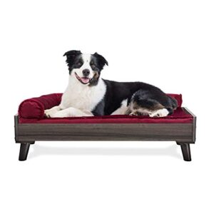 furhaven large mid-century modern style elevated dog bed frame – gray wash, large