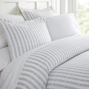 linen market duvet cover set, rugged stripes light gray, king/california king