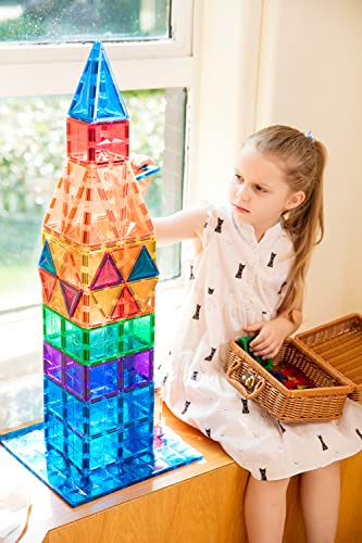 MEGAGONTILES 182PCS Magnetic Tiles | STEM AUTHENTICATED | Mega Magnet Tiles Set| Clear Magnetic Blocks | Magnetic Toys | Magnetic Building Blocks |Toddler Boys Girls 3-10 Year Old