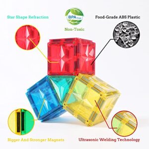 MEGAGONTILES 182PCS Magnetic Tiles | STEM AUTHENTICATED | Mega Magnet Tiles Set| Clear Magnetic Blocks | Magnetic Toys | Magnetic Building Blocks |Toddler Boys Girls 3-10 Year Old