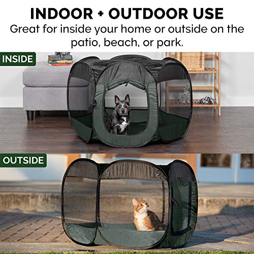 Furhaven Pop Up Playpen Pet Tent Playground - Hunter Green, Small