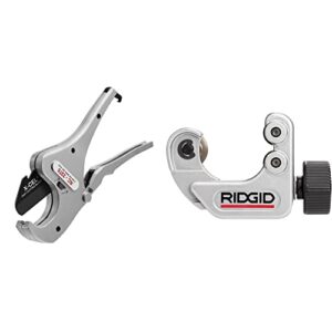 RIDGID RC-2375 Ratchet Action 2" Pipe and Tubing Cutter, Chrome, Small - 30088 & 40617 Model 101 Close Quarters Tubing Cutter with 1/4"-1-1/8" Cutting Capacity, Silver
