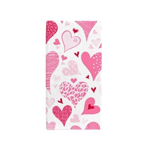 my little nest cute romantic pink hearts hand towels soft bath towel absorbent kitchen fingertip towel quick dry guest towels for bathroom gym spa hotel and bar 30 x 15 inch